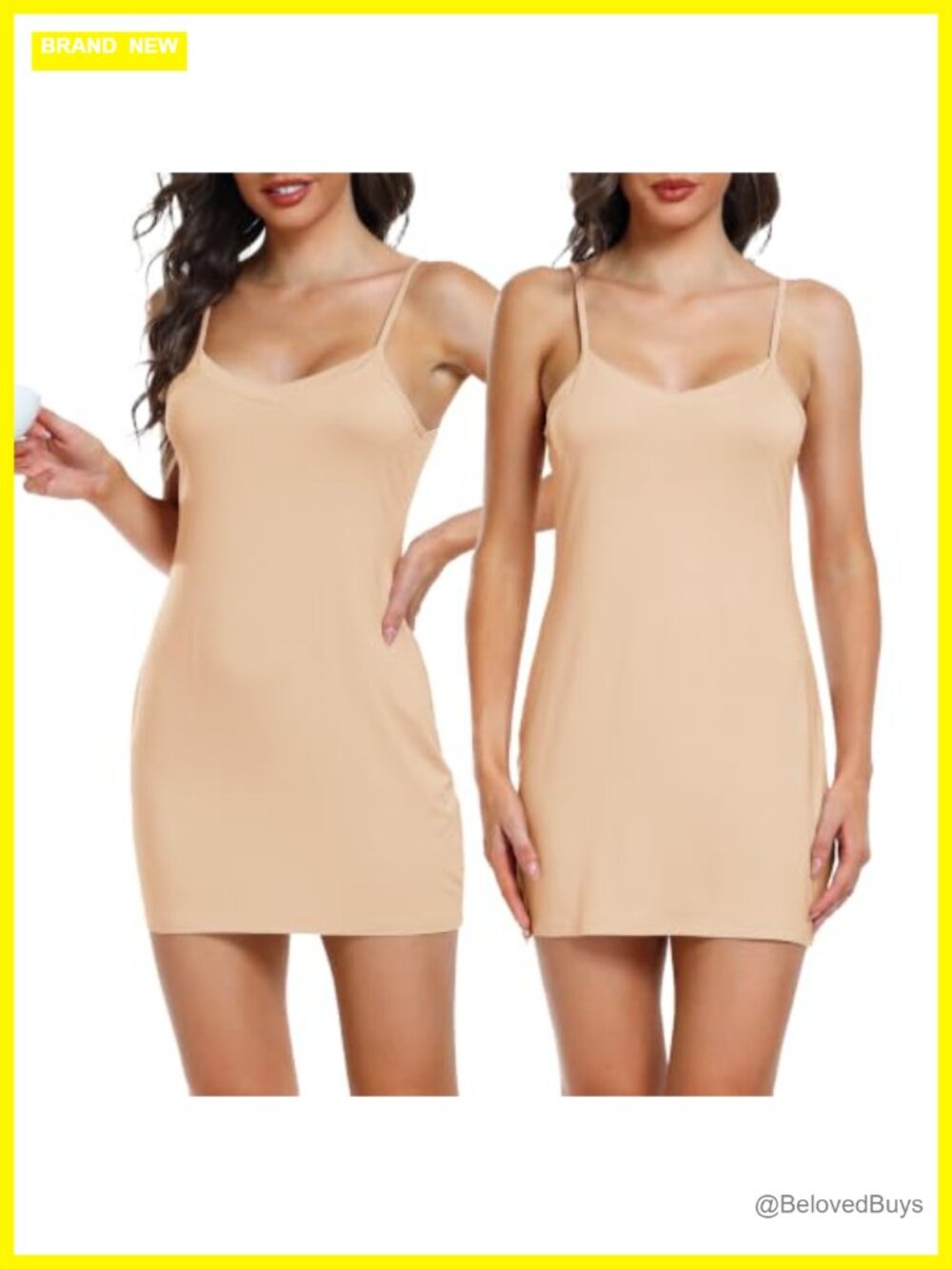 2 Pack Women's Full Slips Adjustable Spaghetti Strap Modal Mini Slip
